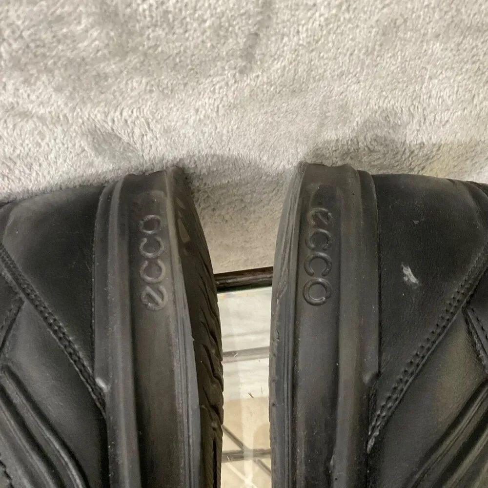 Ecco Shoes Casual Sneakers Men Sz. 46/US sz. 13 Black Leather Lace Up Oxfords